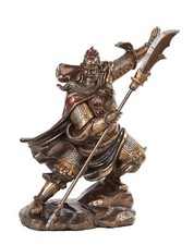 PTC 13 Inch Guan Yu Chinese Fighting Warrior Resin Statue Figurine picture