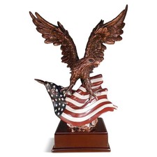 Treasure of Nature Eagle with American Flag Statue (L) - Sculpture, Bronze picture
