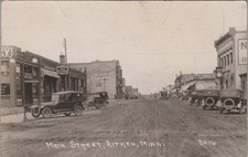 Main Street Aitkin Minnesota MN Ideal Restaurant Potter Cars RPPC 1920s Postcard picture