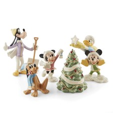 Lenox Disney Figurine Set Winter Fun, Mickey Mouse Minnie Mouse Goofy Pluto Dona picture