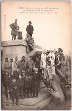 ANTIQUE METZ FRANCE TOPPLED FREDERICK III STATUE LIBERATION 1918 POSTCARD PO picture