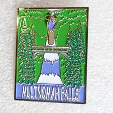 Multnomah Falls Pinback Button Oregon Travel Souvenir Enamel Pin picture
