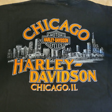 HARLEY-DAVIDSON Chicago Skyline Black Orange Cotton T-Shirt picture