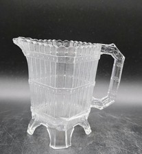 Antique EAPG King Glass Co Picket London Creamer Footed Pitcher 1880s picture