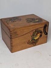 Vintage Farmhouse Recipe Card Box- Wooden Joint File Box - Dovetail Wernicke? picture