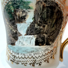 PHILLIPS - Sandy Rivers Fall - MAINE ME Antique Souvenir China TRINKET Gold CUP picture