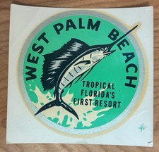 Vintage 1950s West Palm Beach Florida Souvenir Sailfish Fishing Decal picture
