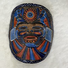 Vintage Talavera Terra Cotta Mask, Hand Painted Mexican Folk Art picture