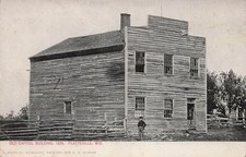Platteville WI Wisconsin Old Capitol Building Log Cabin Historic Vtg Postcard 1A picture