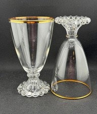 Vtg Anchor Hocking Berwick Boopie Glasses SET OF 5 Gold Rim Bubble Footed MCM picture