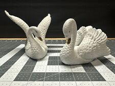 Vintage Pair of White Swans With Intricate Details Gold Beaks Beautiful Stances picture