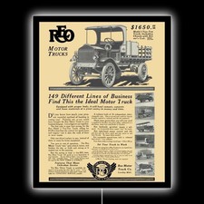 1914 REO Motor Trucks of Lansing Michigan NEW LED Hanging Lighted Sign: 18x23