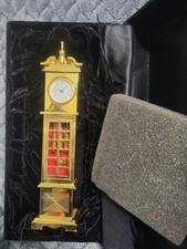 Bulova B0552 Miniature Brass Grandfather Clock In Original Box - Pristine - 1988 picture
