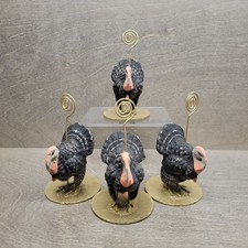 Lot of 4 Dee Foust Bethany Lowe Black Turkey Thanksgiving Card Photo Holders Set picture
