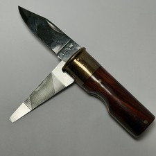 Kershaw Japan Brass and Rosewood 12 Ga Shotgun Shell Knife W/ File Blade Japan picture
