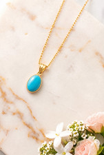 3 Ct Oval Cut Sleeping Beauty Pendant Necklace 18