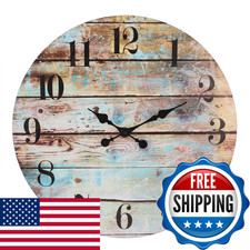 Stonebriar Vintage Farmhouse Wooden 23 Inch Round Battery Operated Hanging Wall picture