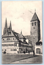 Regensburg Bavaria Germany Postcard View of Big Building 1906 Posted Antique picture