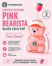 2026 Latest Starbucks Bearista Bear Cup Tumblers Strawberry Topper Baseball cap picture
