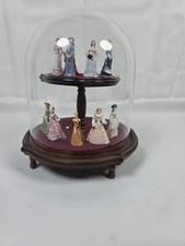 Vintage 1983 Franklin Mint Ladies of Fashion Porcelain Miniatures Glass Dome Set picture