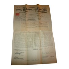 1901 Weeping Water Nebraska Tornado Insurance Policy 1898 Revenue Stamp Coglizer picture