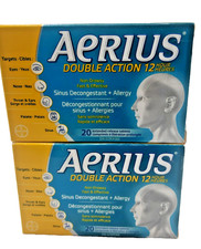 2X Aerius Double Action 12 Hour Sinus Allergy Relief 20 tablets EXP 2026 picture