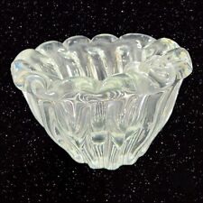 Vintage Czech Clear Thick Heavy Bowl Dish Ashtray Bohemian Ruffled Edges Glass picture