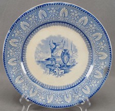 British JG Versailles Pattern Blue Transferware 9 7/8 Inch Plate C. 1840-1850s E picture
