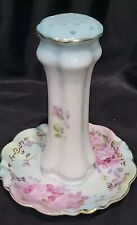 Vintage RS Reproduction Porcelain Hat Pin Holder Floral Attatched Tray 5 1/4