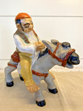 Vintage JAN KUTALEK Glazed Ceramic Figurine Sancho Panza Riding Donkey picture