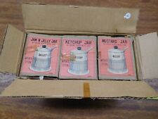 3 Vitage Japan NOS Fancy Condiment Jars ~ Jelly, Ketchup, Mustard with SPOONS picture