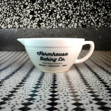 White Milk Glass Farmhouse Baking Co. BATTER BOWL - NEW Vintage Kitchen picture