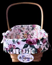 Vintage 1998 Longaberger Spring Basket Combo w/ Garden Splendor Liner picture