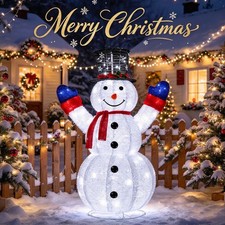 4FT Lighted Christmas Snowman Outdoor Decoration Foldable Collapsible for Xmas picture