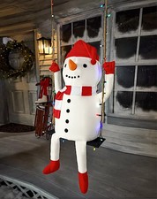 3 Ft 10 In Swinging Snowman Animatronic Christmas Decoration LED Lights Music picture