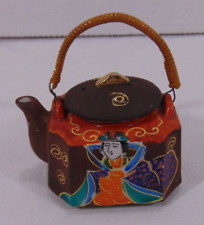 Vintage Miniature Japanese Satsuma Moriage Hand-Painted Porcelain Gilded Teapot picture