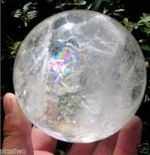 NATURAL RAINBOW CLEAR QUARTZ CRYSTAL SPHERE BALL HEALING GEMSTONE 60mm picture
