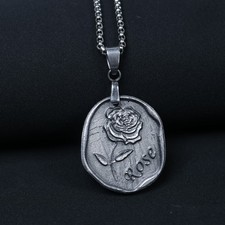 Natural Muonionalusta meteorite carved pendant Rose design picture