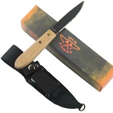 Old Forge Bushcrafter Fixed Blade Knife Wood Handles Sheath Sharpening Stone picture