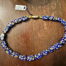 Matched Millefiori Venetian Blue and Yellow Flower Trade Beads picture