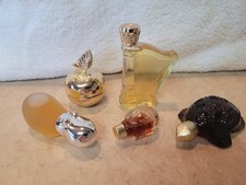 Lot Of 5 Vintage Avon Perfume Bottles - Hippo, Harp, Turtle, Piggy picture