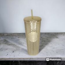 Starbucks Holiday 2022 Gold Bling Studded Venti 24 oz Cold Cup Tumbler w/ Straw picture