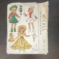 1958 McCall's #1561 McCall’s Doll Clothes Sewing Pattern Vintage Original picture