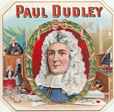PAUL DUDLEY CIGAR LABEL British Judge + Courtroom + Barrister + Lawyer Embossed picture
