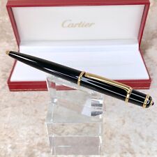 Authentic Cartier Ballpoint Pen Diabolo Black Resin Gold Finished Trim w/Box picture