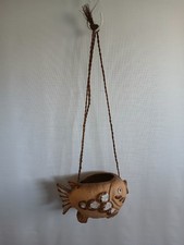 Vtg 1960s MCM Nevco Hanging Fish Planter Pot Japan With Sticker Beautiful Cond picture