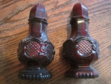 VTG Avon 1876 Ruby Red Cape Cod Glass Salt & Pepper Shaker Set picture