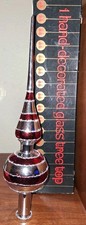 Vintage Bronson Glass Christmas Tree Topper Red & White Striped Candy Cane picture