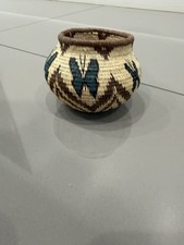 Indian Hand Woven Basket With Butterfly Motif picture