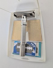 MINT COND 1962 Gillette Adjustable Slim DE Razor + Orig Case & Instructions, H-4 picture